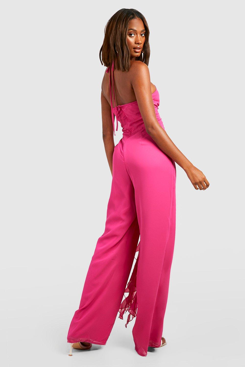 Pink cheap chiffon jumpsuit